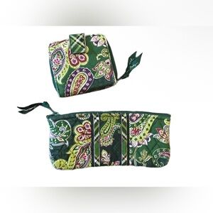 2 piece Set Vera Bradley Green Paisley Women's Bag Set EXCELLENT CONDITION